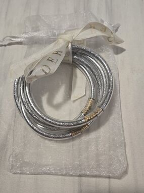 Plunder Silver Coil Bracelet Set with Gold Accents